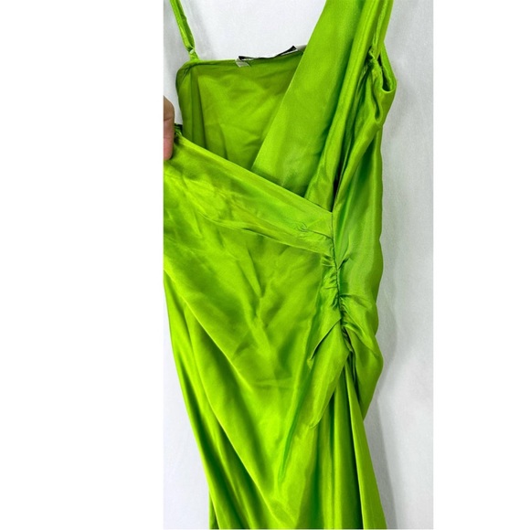 NWT Zara Satin Slip Dress Lime Green S - Picture 8 of 10